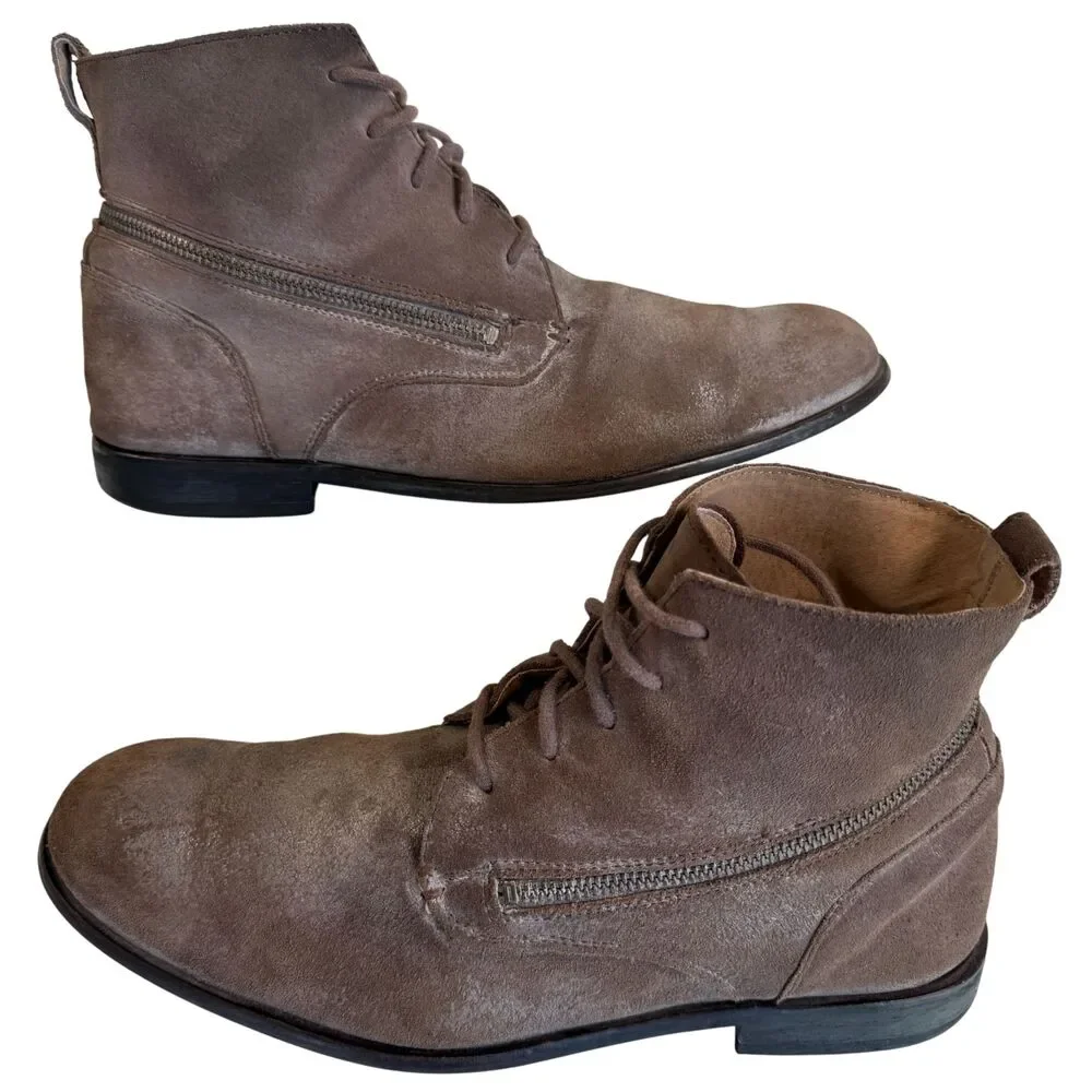 John Varvatos Suede Leather Men's Brown Distressed Chukka Boots Size 10.5M
